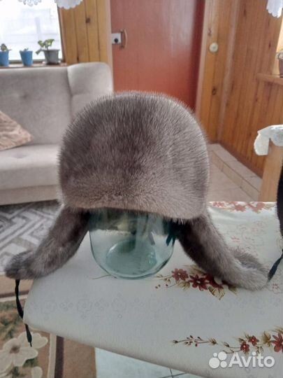 Женская норковая шапка ушанка 56 размер