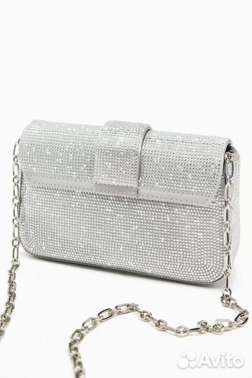 Серебряная сумка Zara со стразами