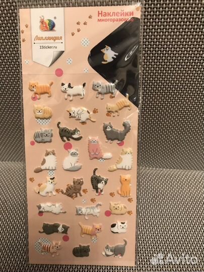 Наклейки многоразовые с котиками