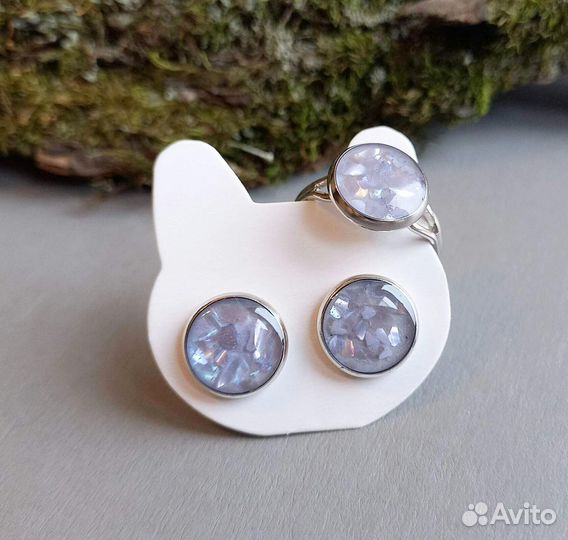 Кольцо и серьги с перламутром.На подарки