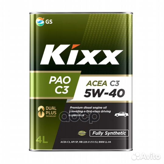 Масло моторное kixx PAO 5W-40 синтетическое 4 л