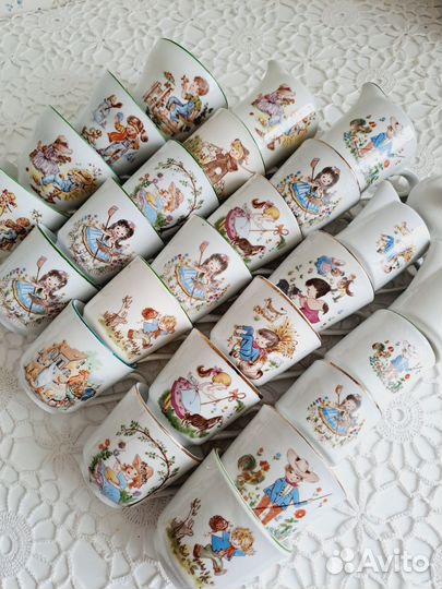 Детские чашки фарфор ГДР, детский сервиз винтаж