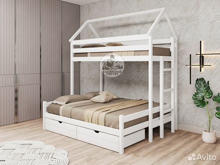 Двухъярусная детская кровать из массива