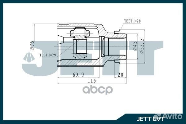 Шрус внутренний RH mazda familia BJ5P 98-03 JET