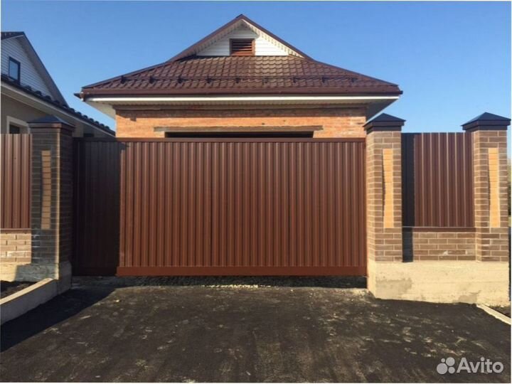 Откатные ворота из профнастила