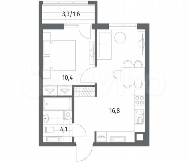1-к. квартира, 36,7 м², 4/5 эт.