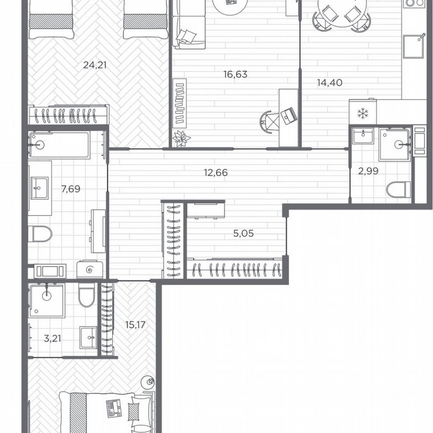 3-к. квартира, 103,2 м², 6/9 эт.