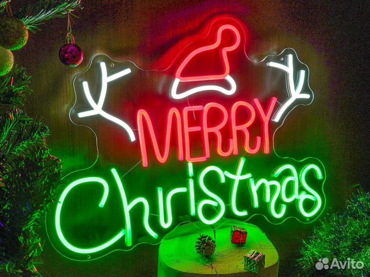 Интеръерные картины из неона Новый год