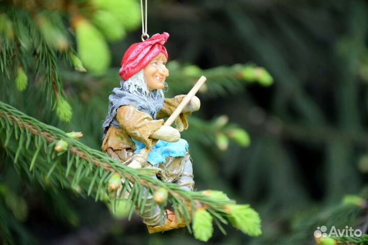 Ватная ёлочная игрушка Баба-Яга