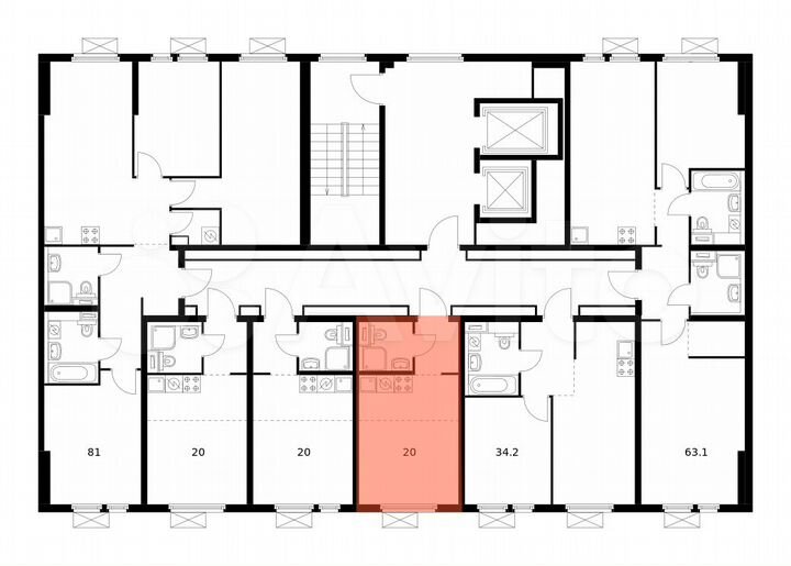 Квартира-студия, 20 м², 18/19 эт.