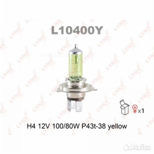 Lynxauto L10400Y Лампа H4 12V 100/80W P43T-38 yell