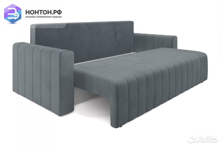 Диван еврокнижка Лондон велюр серый