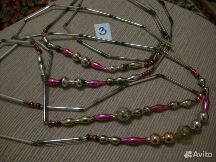 Новогодние игрушки стеклянные бусы СССР