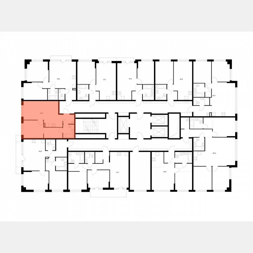 1-к. квартира, 42,6 м², 23/23 эт.