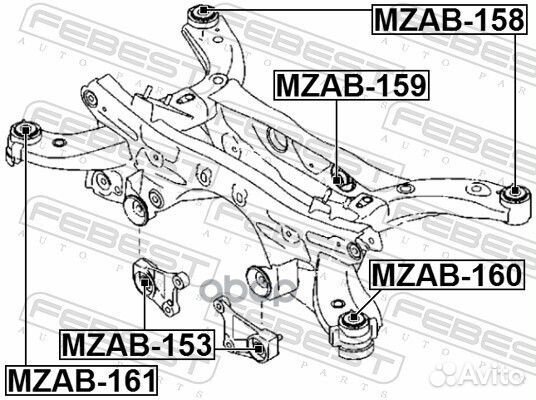 Сайлентблок задней балки mzab160 Febest