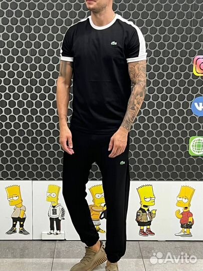 Штаны футболка Lacoste черный комплект