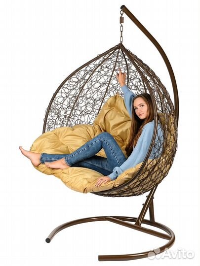 Подвесное кресло двухместное Gemini коричневое