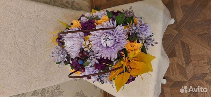 Букет из бумажных и тканевых цветов ручной работы