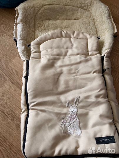 Зимний конверт в коляску на овчине womar