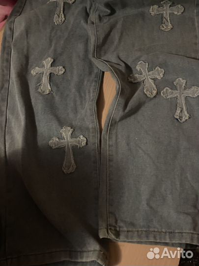 Широкие джинсы, серые