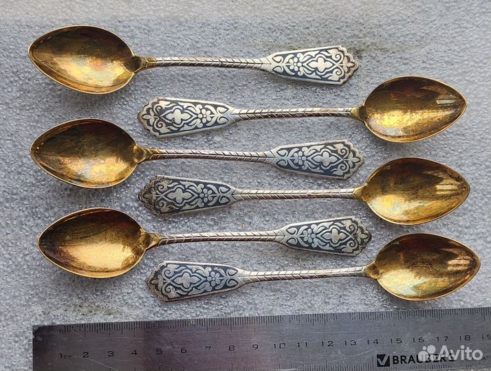 Набор серебряных чайных ложек 875 проба СССР