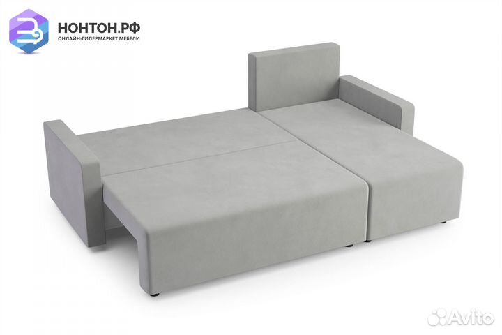 Диван угловой еврокнижка Мидгард серый