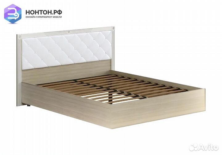 Кровать Амели с мягким изголовьем 1.6 м дуб сонома