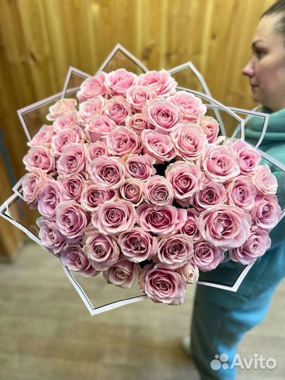 Роза Розовая высокая 80см букеты с доставкой от 15