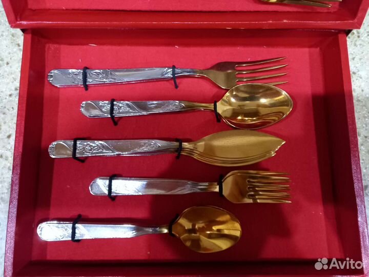 Столовый набор нержавейка позолота СССР