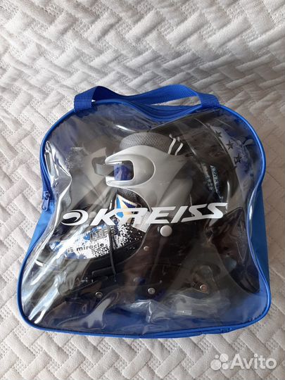 Роликовые коньки, размер 34-37 с защитой как новые