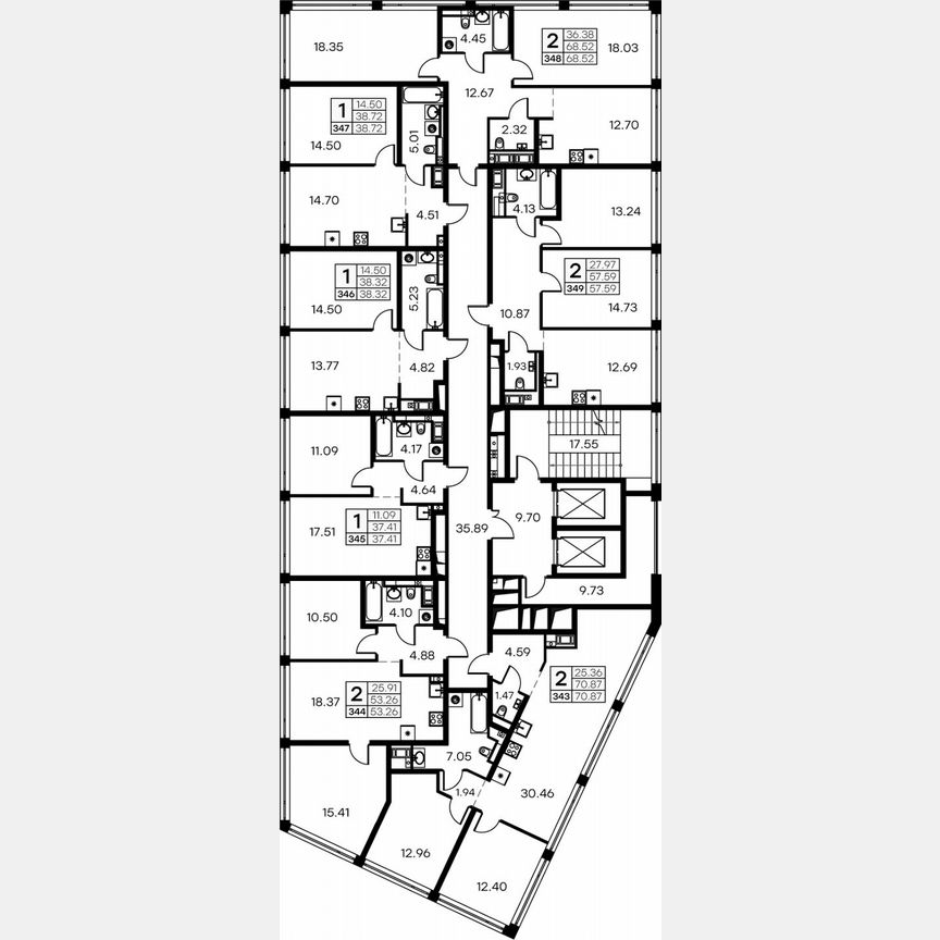 1-к. квартира, 39,5 м², 18/19 эт.