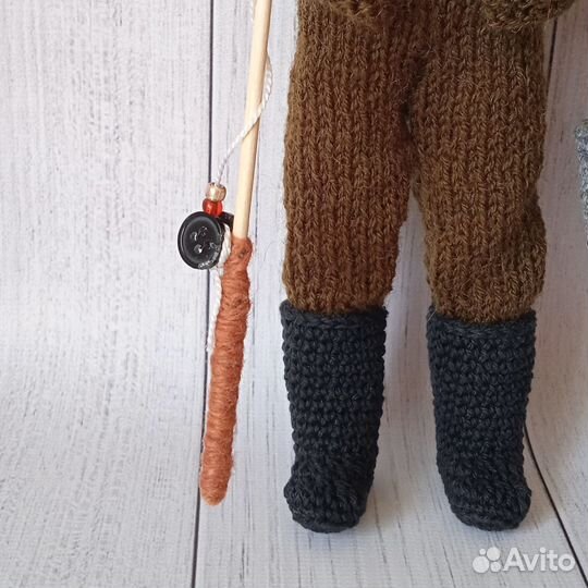 Вязаный рыбачок интерьерная игрушка куколка