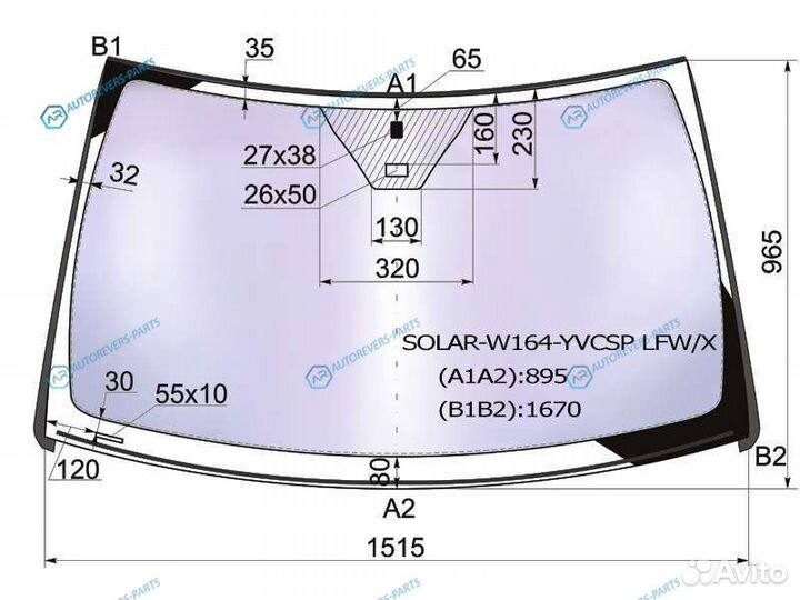 Solar-W164-yvcsp lfwx Стекло лобовое атермальное +