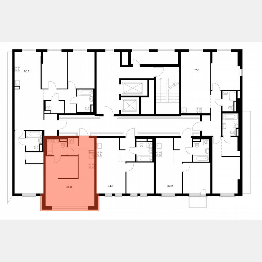 1-к. квартира, 35,8 м², 4/12 эт.