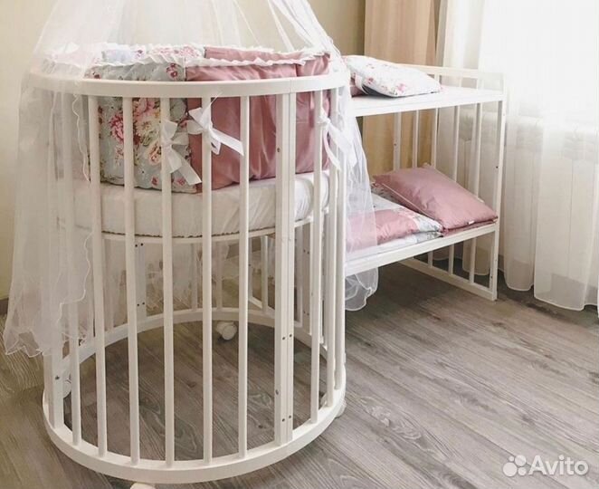 Кроватка трансформер бежевая 7 в 1 с рождения