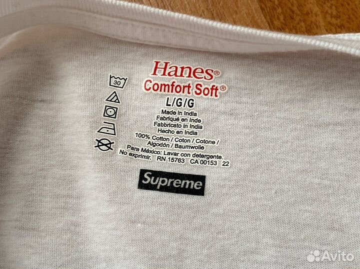 Футболка Supreme Hanes Tagless Tee Оригинал