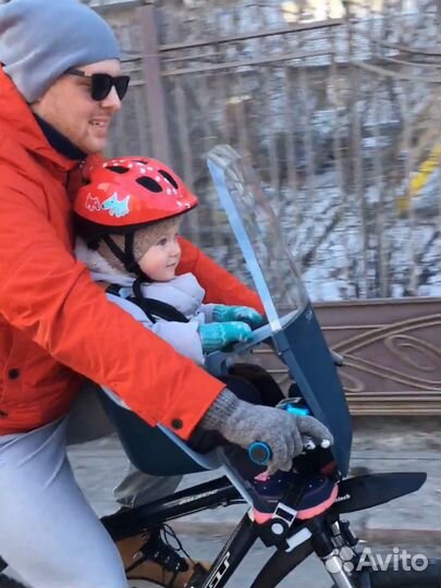 Детское велокресло с ветровым стеклом bobike