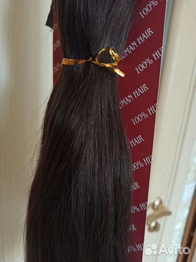 Хвост из натуральных волос на ленте