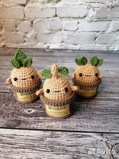 Мандрагора в горшке.игрушка ручная работа