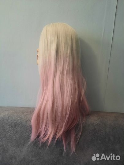 Парик блонд с розовым градиентом 70 см