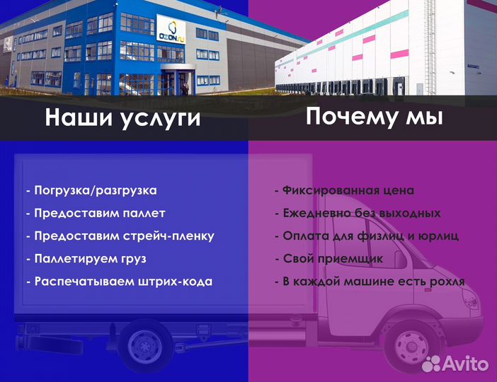 Доставка на склады Wildberries, ozon