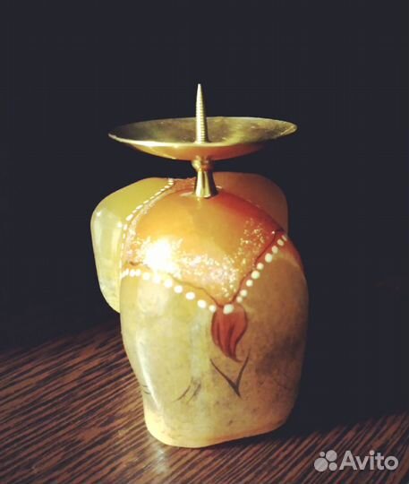 Подсвечник из натурального камня (селенит), слон