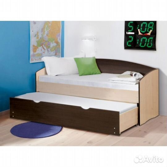 Кровать детская лдсп без мягкой спинки выдвиж спал