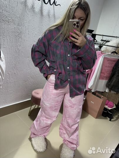 Рубашка в клетку женская