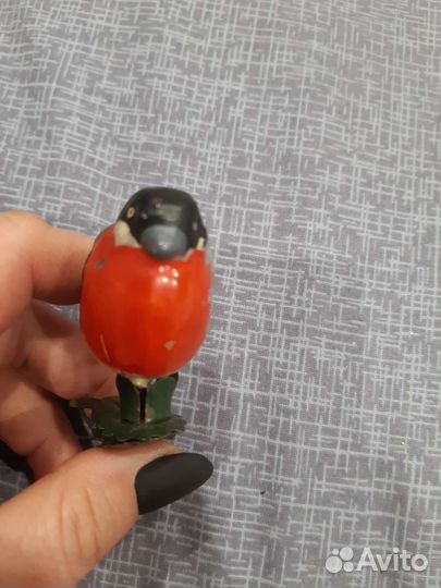 Елочная игрушка СССР снегирь прищепка
