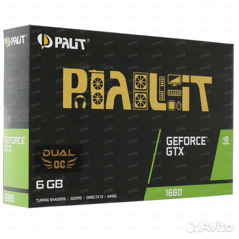 Видеокарта Palit GeForce GTX 1660 dual OC 6 гб
