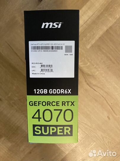 Видеокарта rtx 4070 super 12 GB msi ventus 2x oc