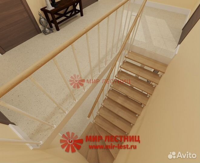 Г-образная модульная лестница White