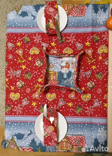 Новогодние скатерти из рогожки