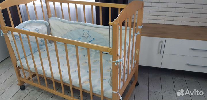 Детская кроватка с матрасом+бортики в подарок
